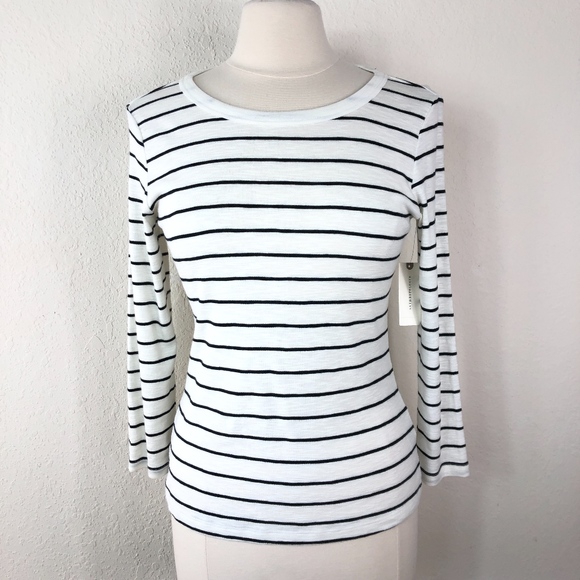 Anthropologie Tops - Anthropologie Striped Boat Neck Tee Size S